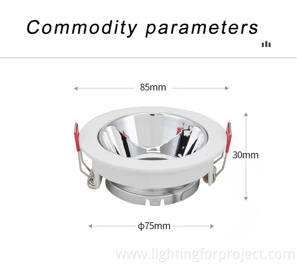 Medium and low style round fixed recessed ceiling frame apply to Gu5.3 Gu10 Mr16 Led ceiling Spotlight